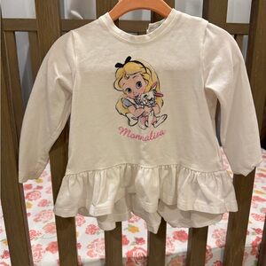 MonnaLisa Cream Long Sleeve Top with Character Design
